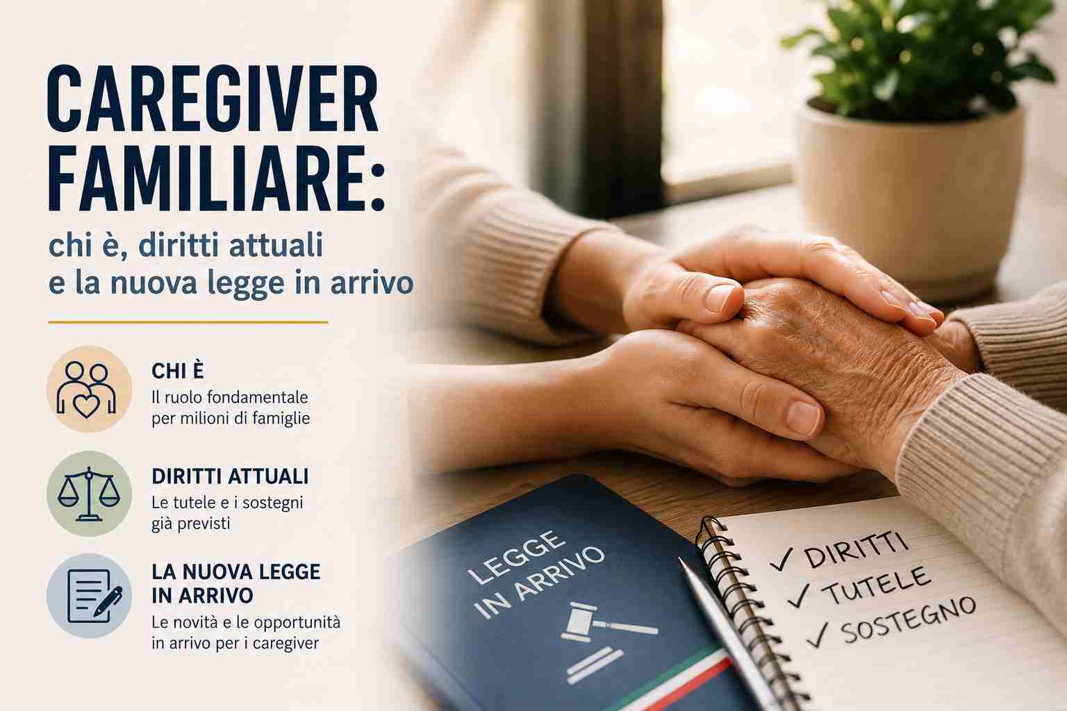 Caregiver Familiare: chi è, diritti attuali e la nuova legge in arrivo