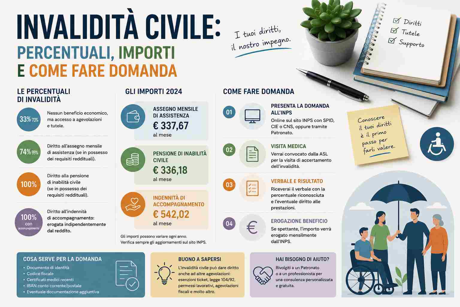 Invalidità Civile: percentuali, importi e come fare domanda